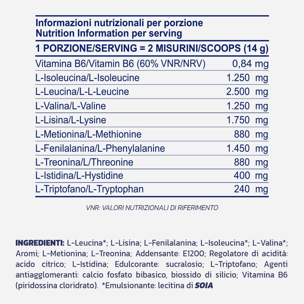 PROLABS – EAA Aminoacidi Essenziali AMINO ESSENTIAL Fermentati Polvere 100% Veg con BCAA Ramificati 2:1:1 e Vitamina B6, Amminoacidi Essenziali Post Intra Workout, Integratore per Sportivi 500g Limone
