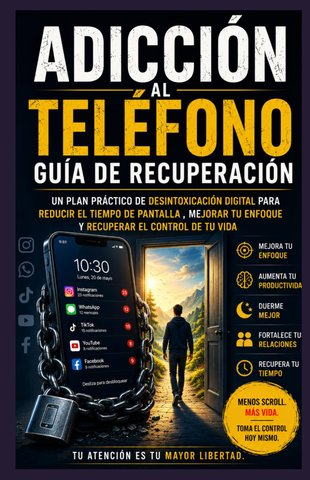 Guía de recuperación de adicción al teléfono: Un plan práctico de desintoxicación digital para reducir el tiempo frente a pantallas, mejorar la concentración y recuperar el control de tu vida.