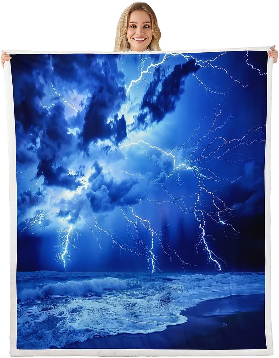 Ice Hockey Flannel Blanket Hockey Player Sherpa Blanket Competitive Game Plush Blanket Winter Sport Bed Blanket Ice and Fire Flannel Blanket Galaxy Geometric Plush Blanket, Blue Twin 60"x80"