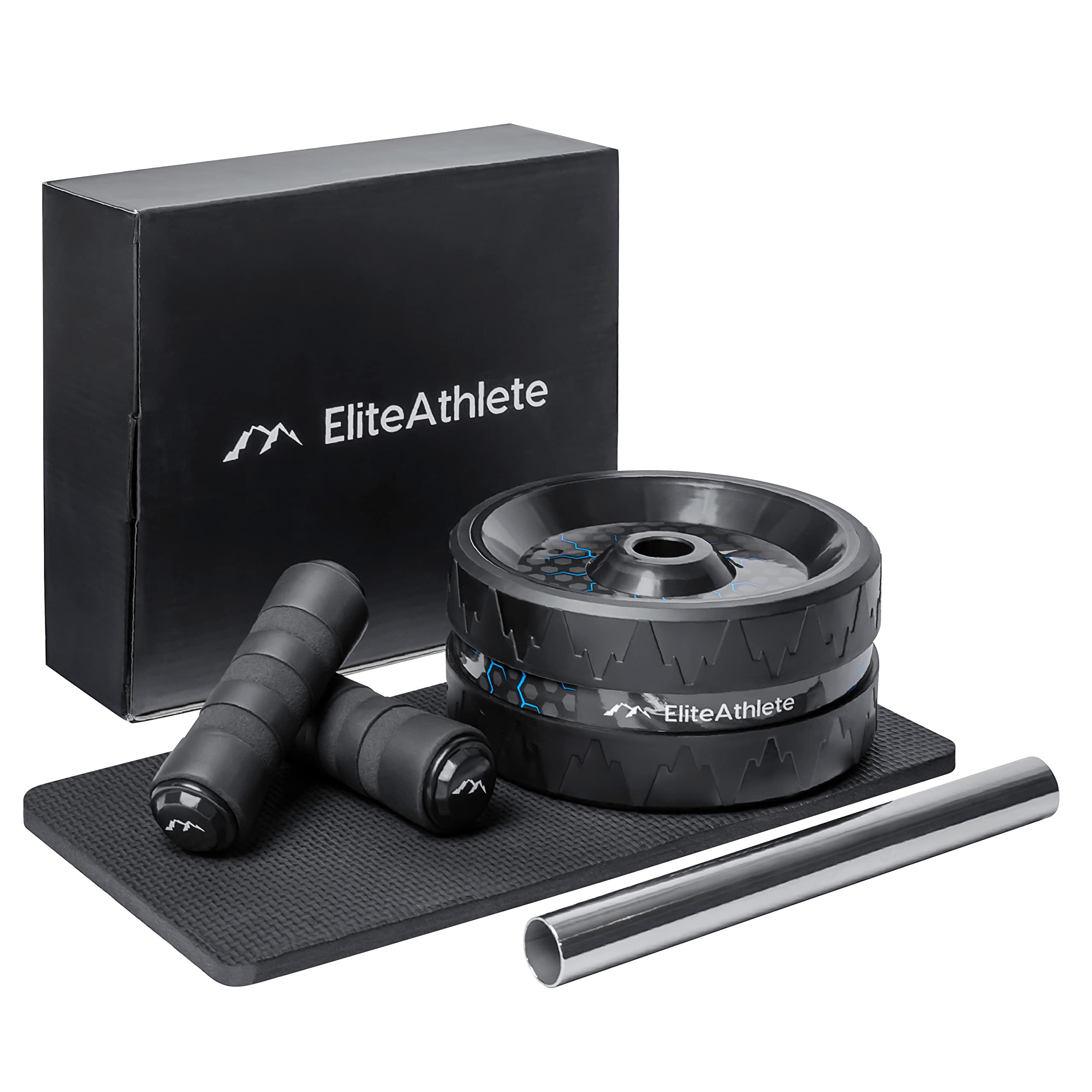 EliteAthlete AB Roller, attrezzo per addominali, per addominali, per la casa, per la pancia, per l'allenamento addominale, AB Wheel, con tappetino imbottito per ginocchia