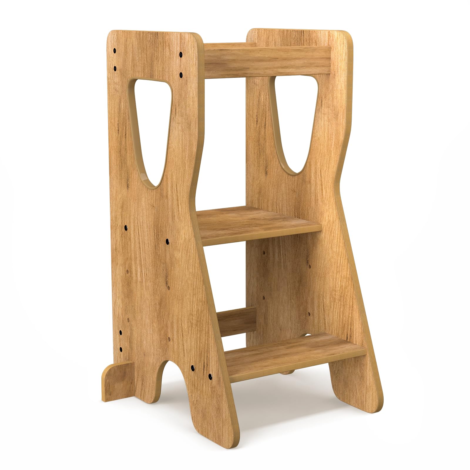 COSYLAND Tour d'Observation Montessori Réglable en Hauteur pour Enfants 18 Mois-6 Ans, Chaise d'Apprentissage en Bois Sécurisée, Design Stable Moderne