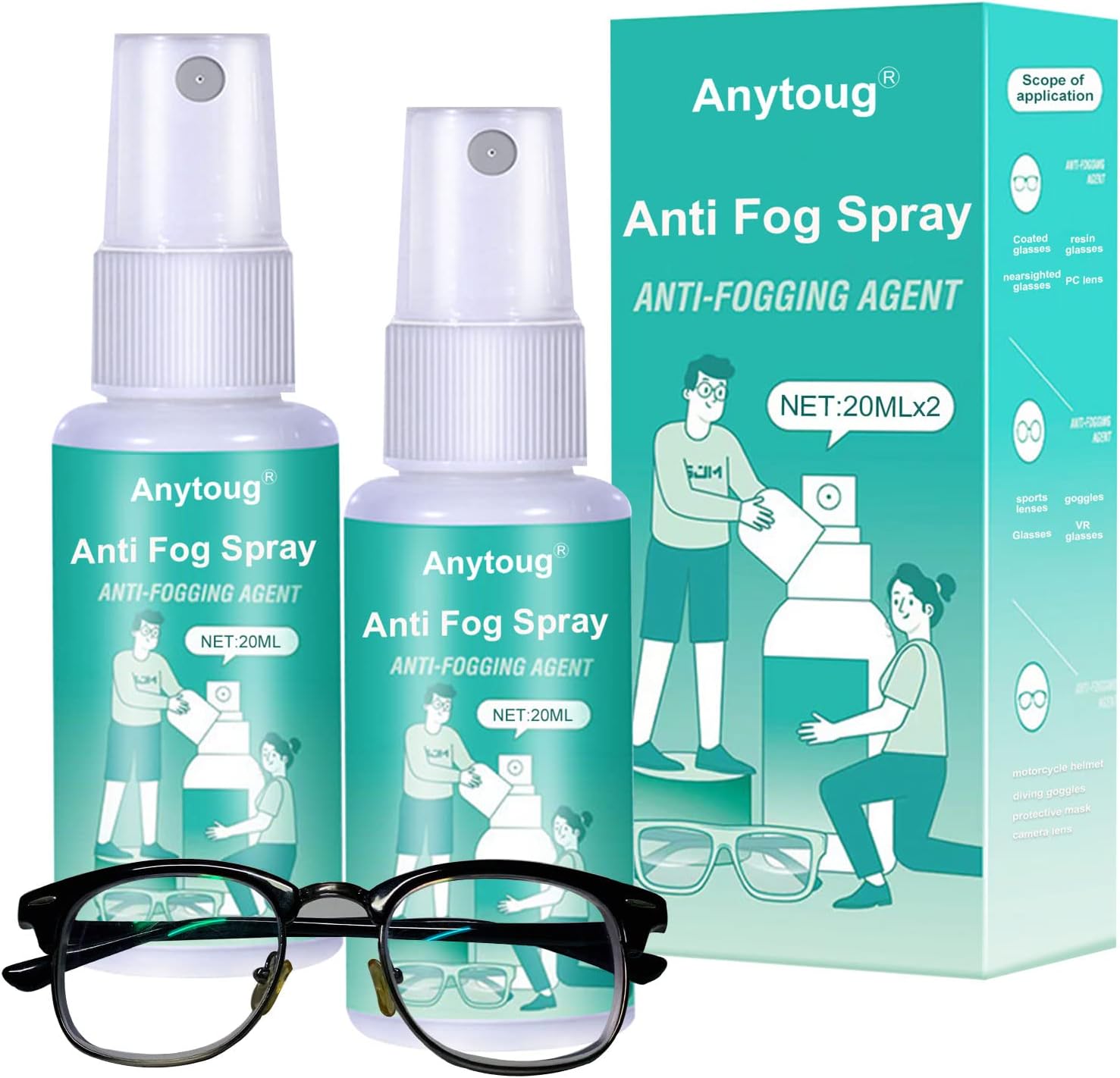 Anti Fog Spray for Glasses,Eyeglass Lens Cleaner, for Glasses, Goggles, Windshield