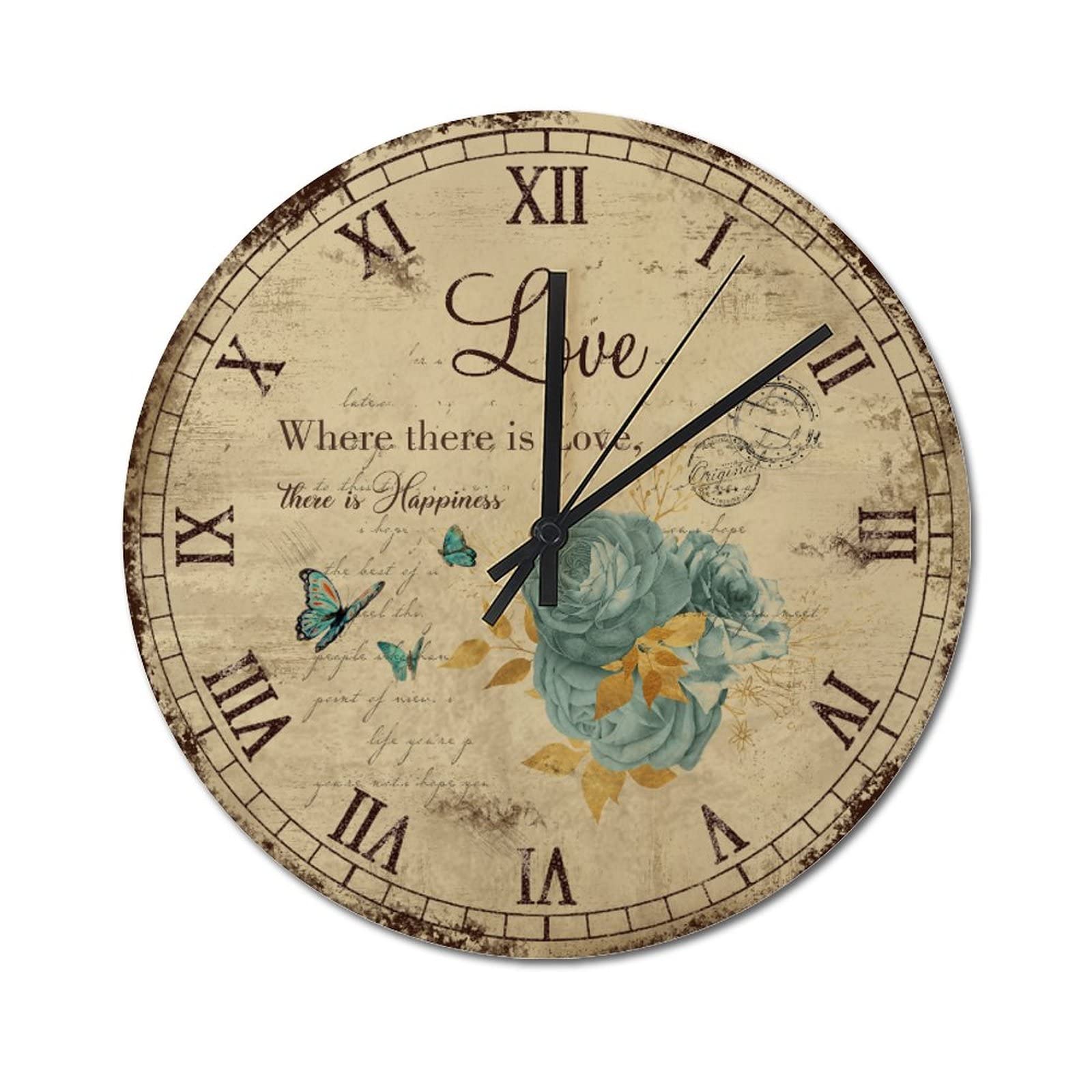 Horloge murale rustique 38cm grand cadran lisible décoration maison salon cuisine