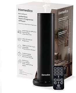 Homedics SereneScent Waterless Home Fragrance Diffuser, Use with Homedics SereneScent Oil (Sold Separately), Patented Air Diffusion Technology, Clean & Natural Fragrance, Enhances Mood, Large Rooms