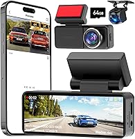 Vista 8 de Cámara de salpicadero dual frontal y interior con tarjeta de 64GB, Milerong X25 1080P para autos con visión nocturna infrarroja, grabación en bucle