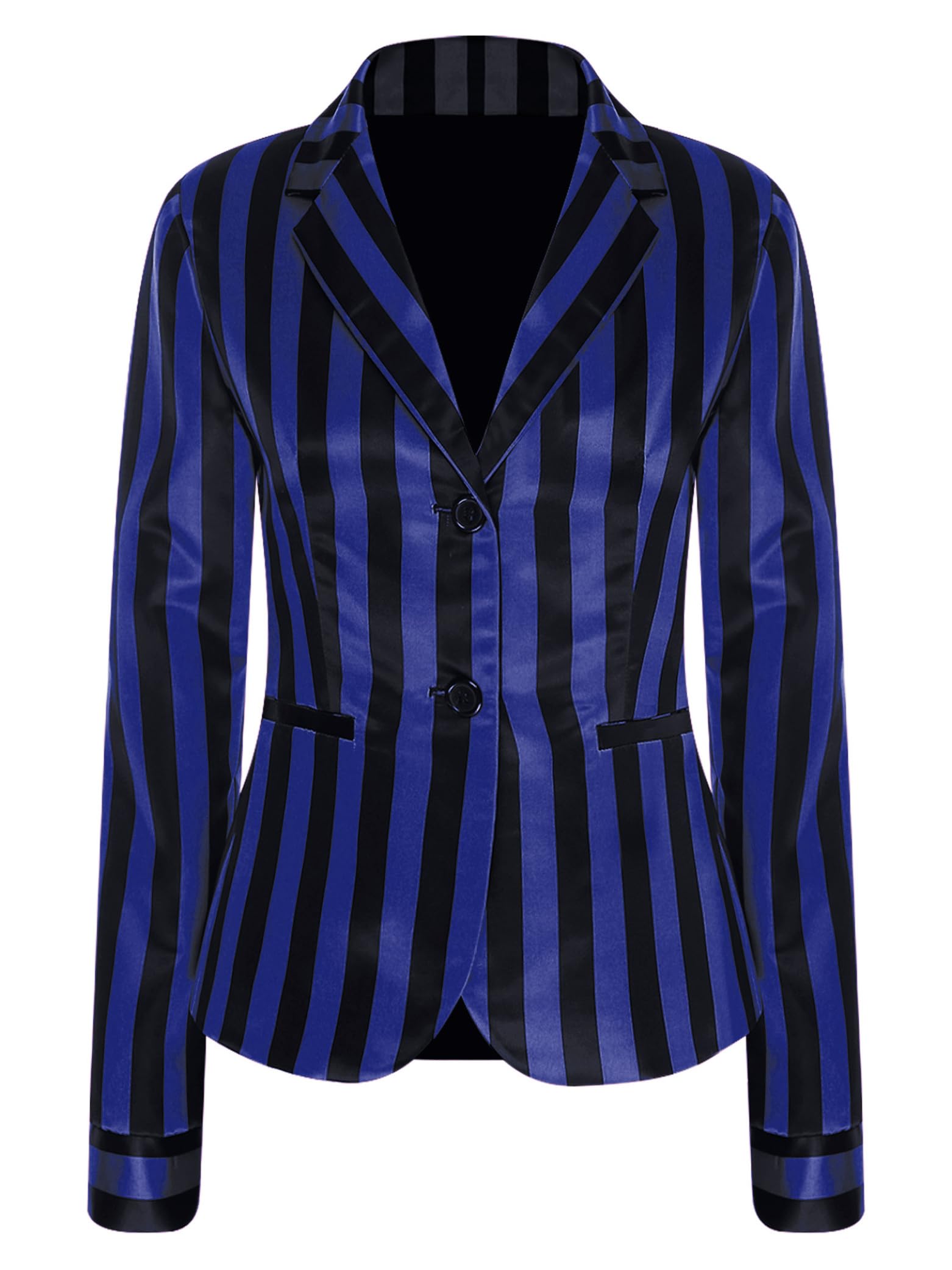 Linjinx Womens Gothic Striped Blazer Long Sleeve Open Front Work Office Jacket Halloween Button Blazer Suit