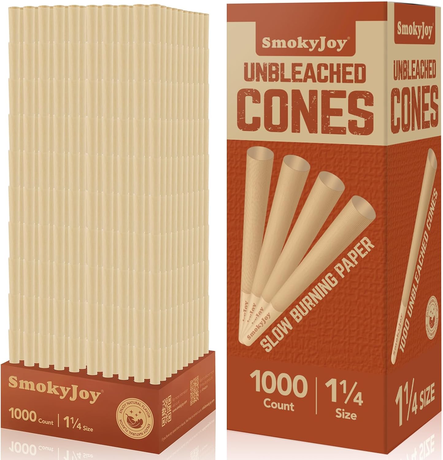Cones Pre Rolling Papers Rolled 1 1/4 Size Paper Cones - 1000 Pack Preroll Pre Rolls Paper with Filter Tips and Packing Tubes Included