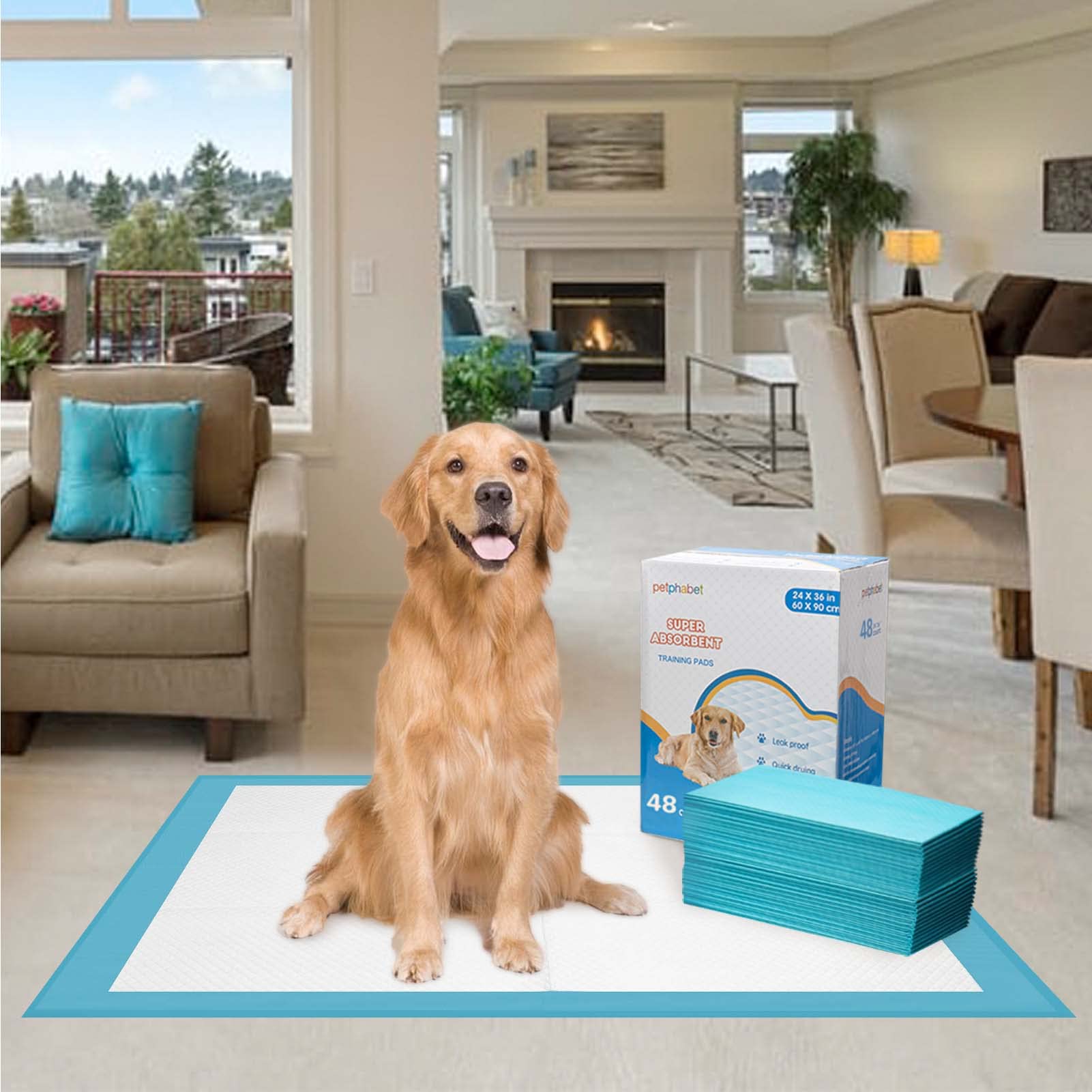 petphabet XXL Puppy pads 60x90cm Welpenunterlagen Trainingsunterlagen Puppy Training Pads Welpentoilett Ultra saugfähig inkontinenzunterlage für Welpen Hund Puppy Training Pads 52 stück