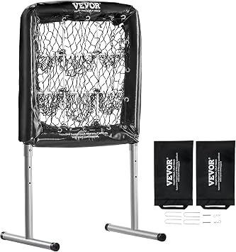 VEVOR 9 Hole Baseball Net, Softball Baseball Training Equipment for Hitting Pitching Practice, Heavy Duty Height Adjustable Trainer Aid with Strike Zone & 4 Ground Stakes, for Youth Adults