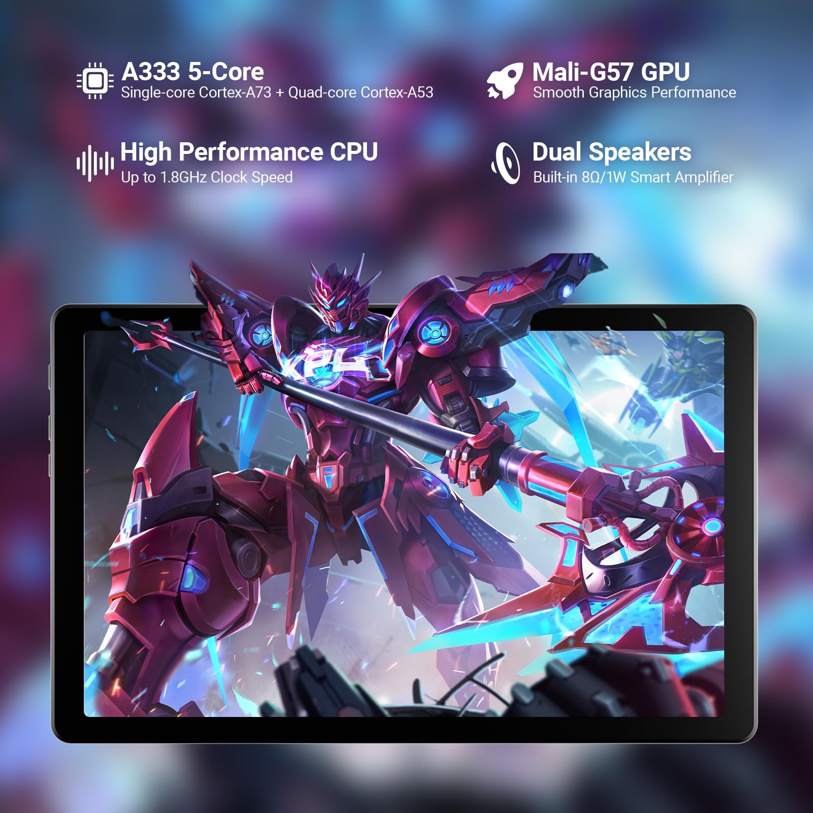 Tablet 10 Zoll, Android 16 Tablet mit 24GB RAM (4+20), 64GB ROM + 1TB TF, 800×1280 IPS Display, Octa-Core Prozessor, Dual Kamera, 6000mAh Akku, WiFi 6, Bluetooth 5.4, Schwarz