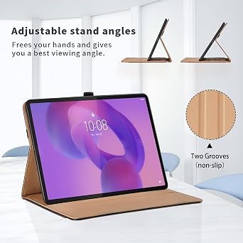 Case for Lenovo Idea Tab Pro 12.7 Inch 2025 / Lenovo Tab P12 Pro (2nd Generation) 12.7 Inch 2025 PU Leather Protective Case with Pocket and Pen Loop Multi-Angle Case Smart Cover with Stand Function Black