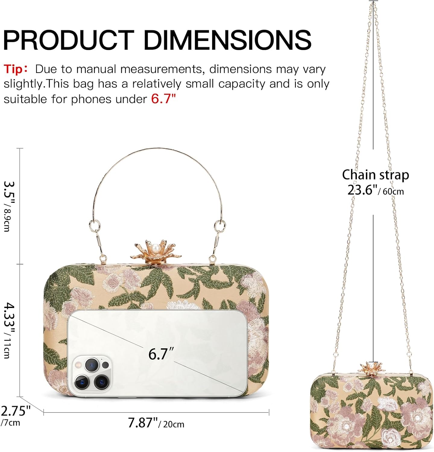 Clutch Purse for Women Floral Embroidery Sequin Evening Bags Elegant Kiss Lock Wedding Party Cocktail - Image 5