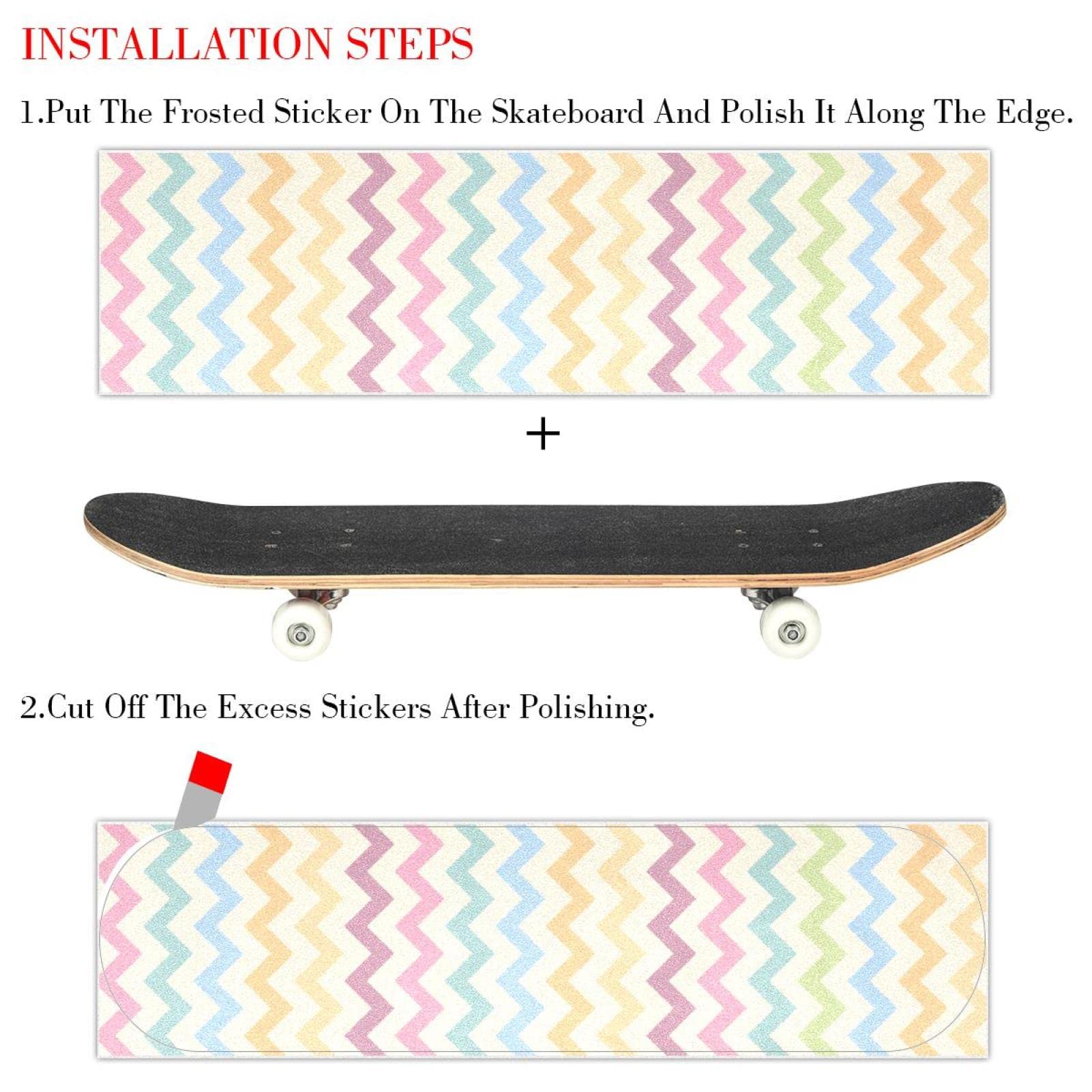 Lot de 2 feuilles de papier abrasif texturé coloré pour planche de skateboard et longboard