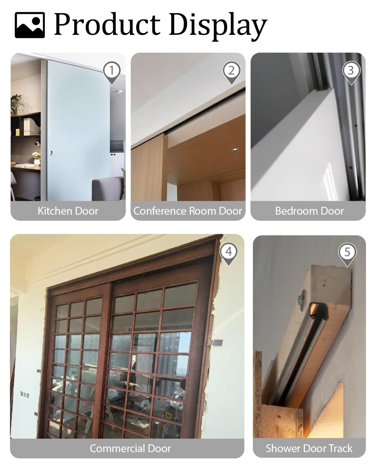 Ścieznik do Drzwi Przesuawnych Zestaw Okuć do Drzwi Przesuwnych Typu „barn Door” z Podwójną Szyną (system Mijany) Na Dwoje Drzwi, Zamienny Prowadnik(130cm/51.1inch)