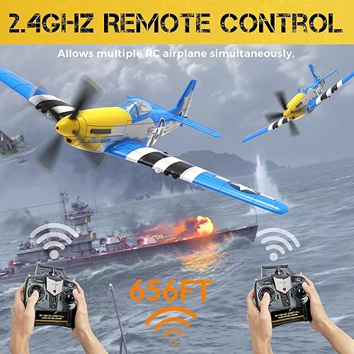 Miniatura 10 de CKYSCHN Avión RC de 4 canales, VOLANTEXRC Spitfire V2 aviones RC, aviones de control remoto para adultos principiantes con sistema de estabilización