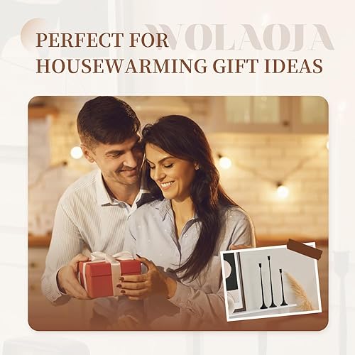 Miniatura 6 de Portavelas de hierro negro, juego de 3 portavelas para palitos de velas, se adapta a velas LED y velas LED de 34 pulgadas de grosor, centro de mesa