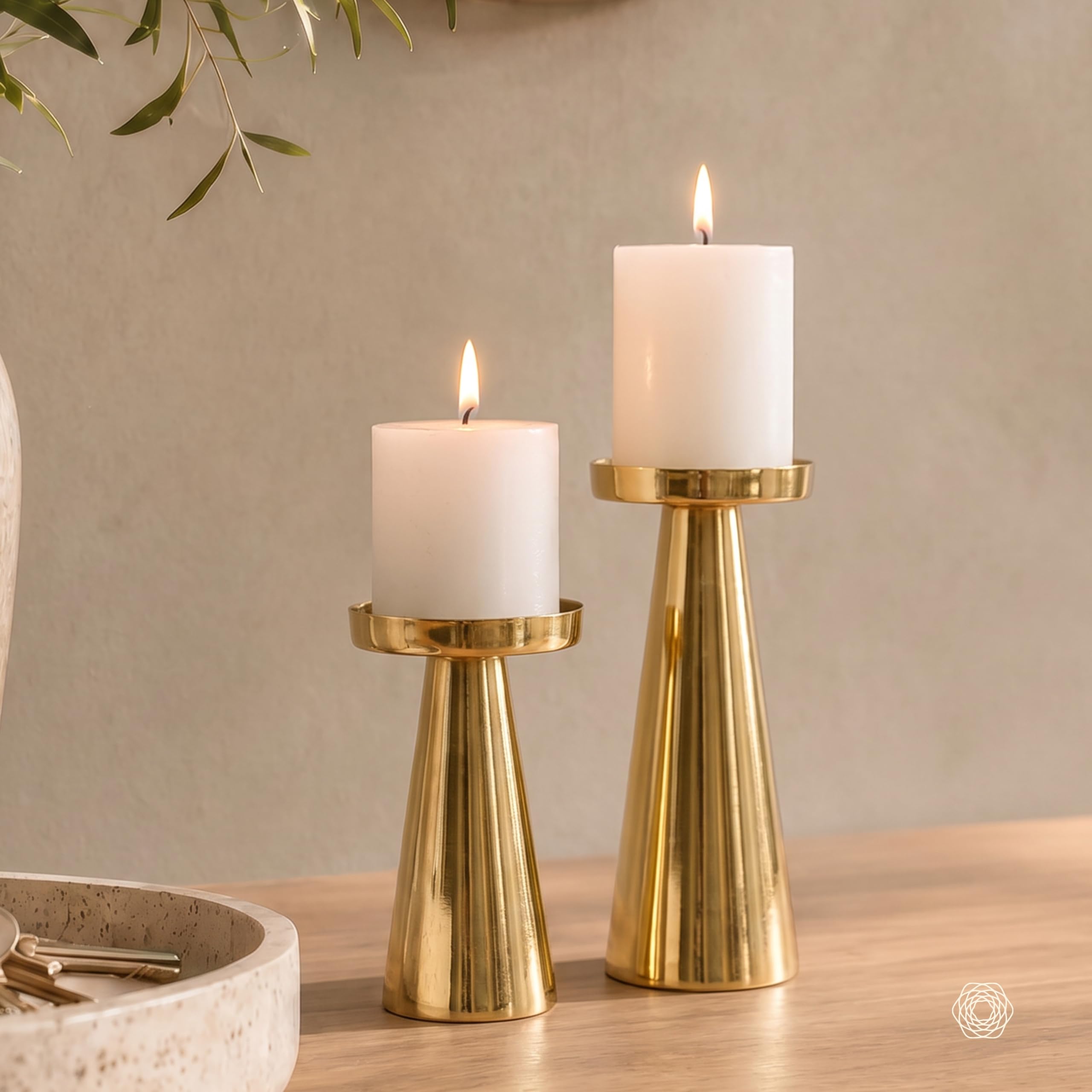 Behoma Metal Pillar Candle Holders - Set of 2 -9 Behoma Metal Pillar Candle Holders - Set of 2 -9