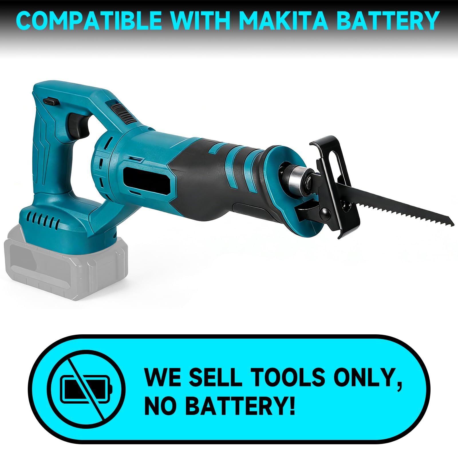 Scie à Os Portable Sans Fil, Moteur Sans Balais, Compatible avec Makita, Scie à Os De Boucher Professionnelle Electrique, Poignée rotative à 180°, pour Viande Porc Poisson(Sans Batterie)