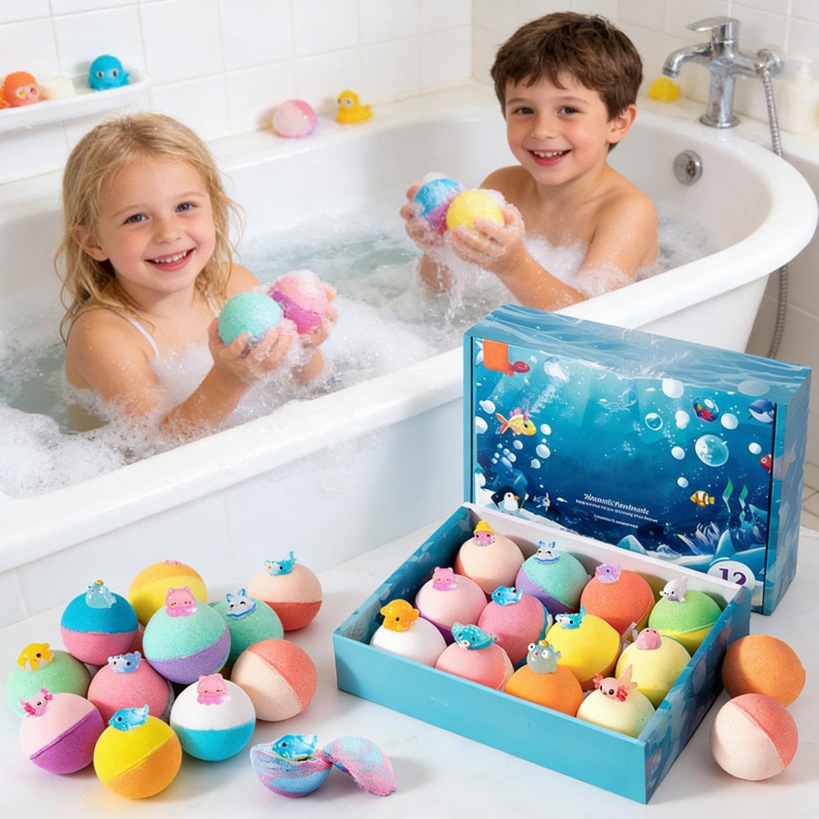 Badekugeln mit 12 farbigen Körperreinigern