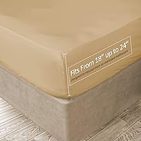 Vista 51 de Clara Clark Sábana bajera, bolsillo extra profundo para colchón profundo, solo sábana bajera suave de lujo, tamaño Queen, color marrón chocolate