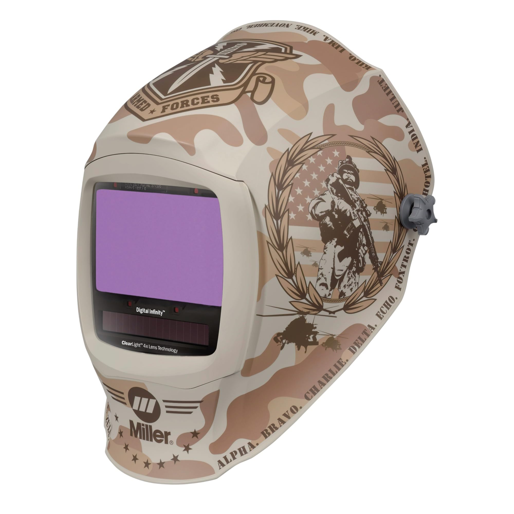 Miller Digital Infinity™, ClearLight 4X - Auto Darkening Welding Helmet for Men with Light State and 4 Arc Sensors - Lightweight Welding Hood
