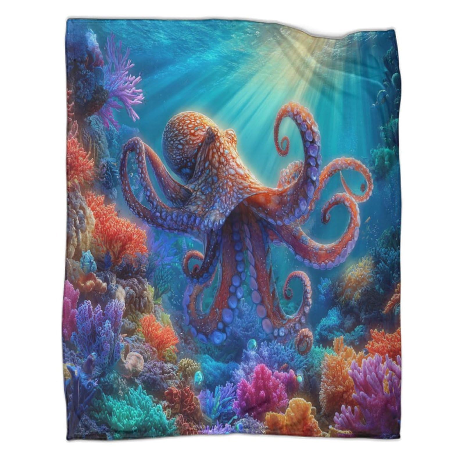 Couverture poulpe en flanelle de microfibre 100x130cm douce et respirante pour enfant et ado