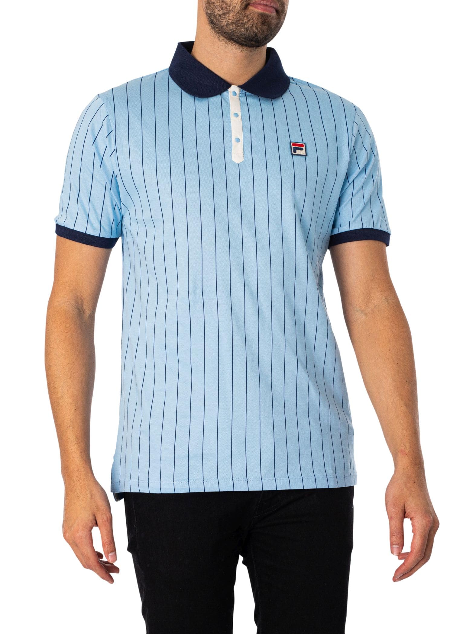 Fila Vintage BB1 Classic Striped Polo Shirt - Blue Bell Navy/Gardenia-L