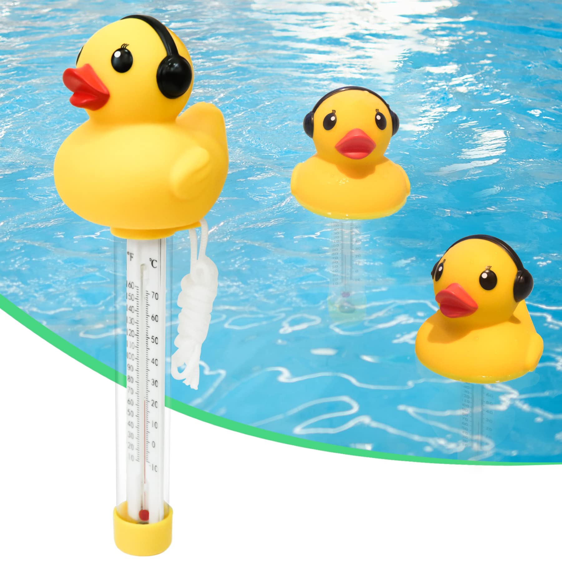 Floating Pool Thermometer,Large Size Easy Read Pool Water Temperature Thermometer,Pro Pond Thermometer,Floating Duck Water Thermometer for Hot tub,Spa-1PC(9.5 inches)