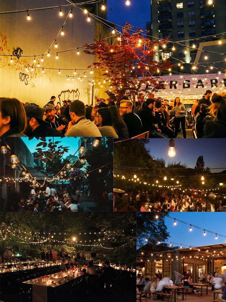 H+Y Catena Luminosa Esterno 15M/48ft, S14 Luci da Esterno Giardino con 15+1 LED Lampadina, IP65 Impermeabile 2700K Bianco Caldo, Luci Esterno per Gazebo Terrazzo Balcone Festa Cortile Bianco Caldo