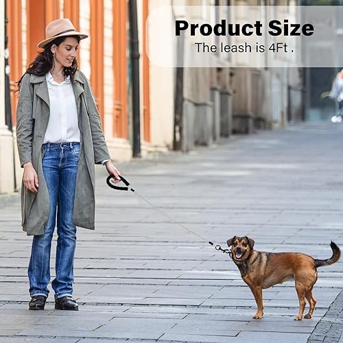 Miniatura 5 de Correas resistentes para perros a prueba de mordidas y cómodo mango acolchado de 456 pies, cuerda de seguridad de metal de acero con hebilla