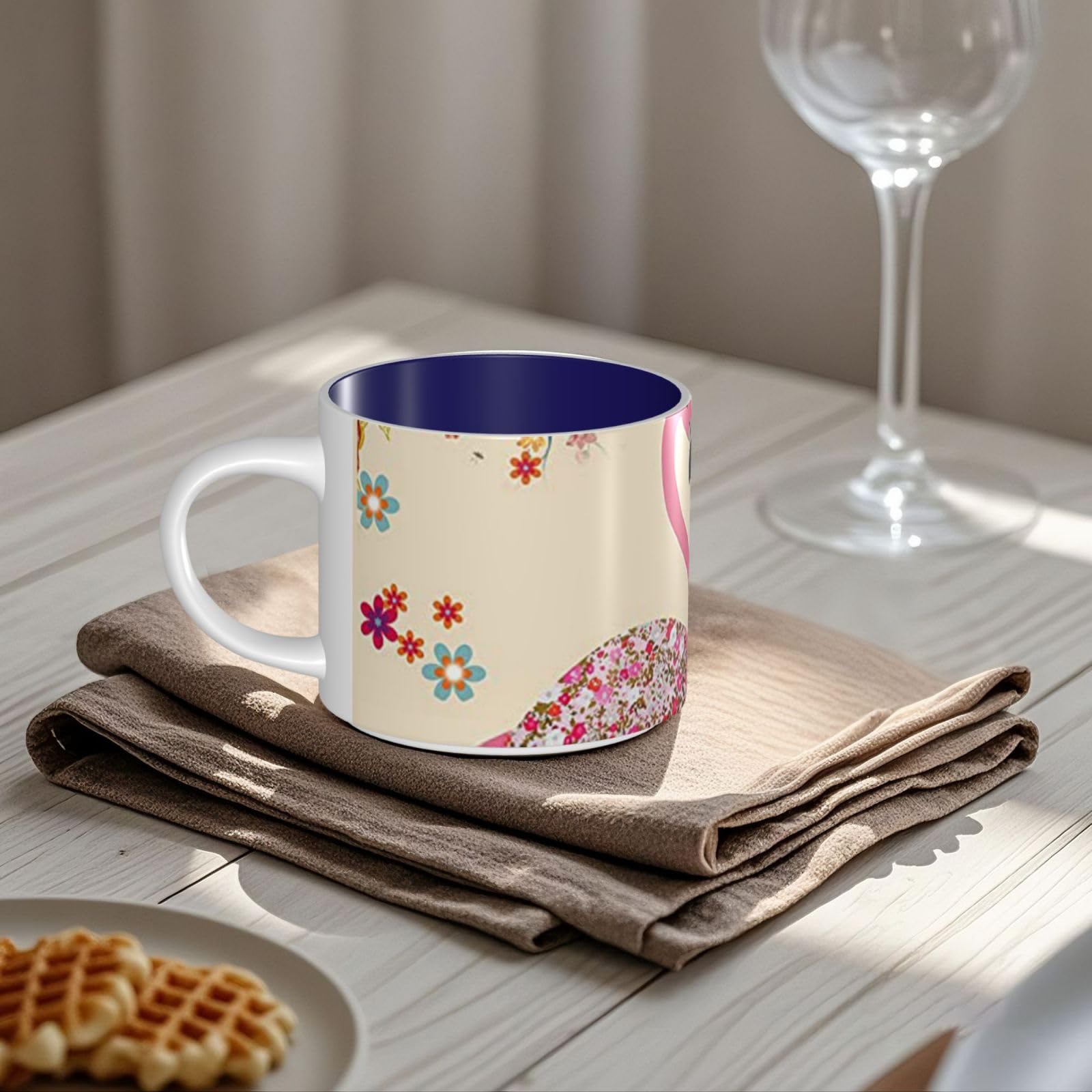 Flamingi i kwiaty drukowane kubki ceramiczne o dużej pojemności kubek do kawy