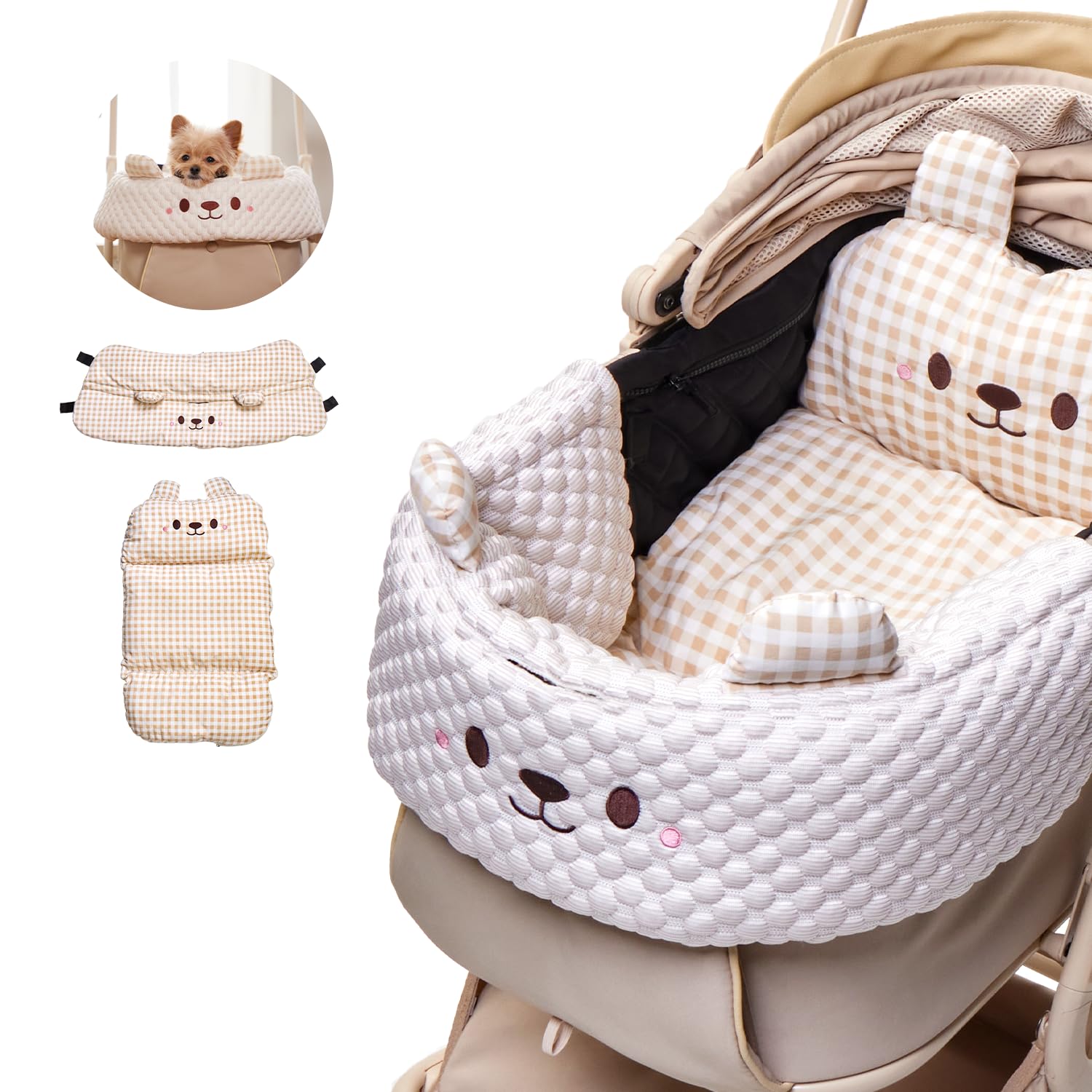 テディベアダブルフリル　ペットカートクッション　L size3点セット Amazon.co.jp: HARRYSPET ペットカートクッション [3点セット