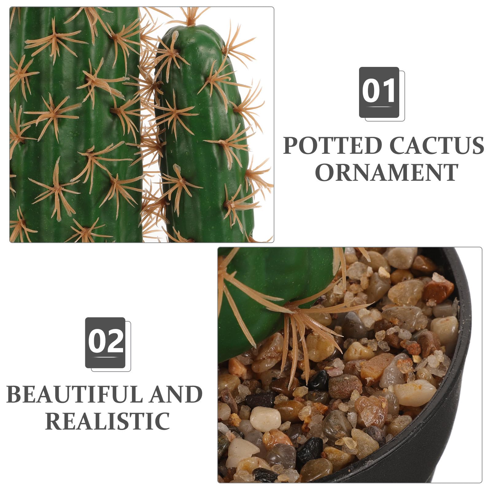 Pianta Finta Cactus Bonsai in Plastica Vaso Decorativo Realistico