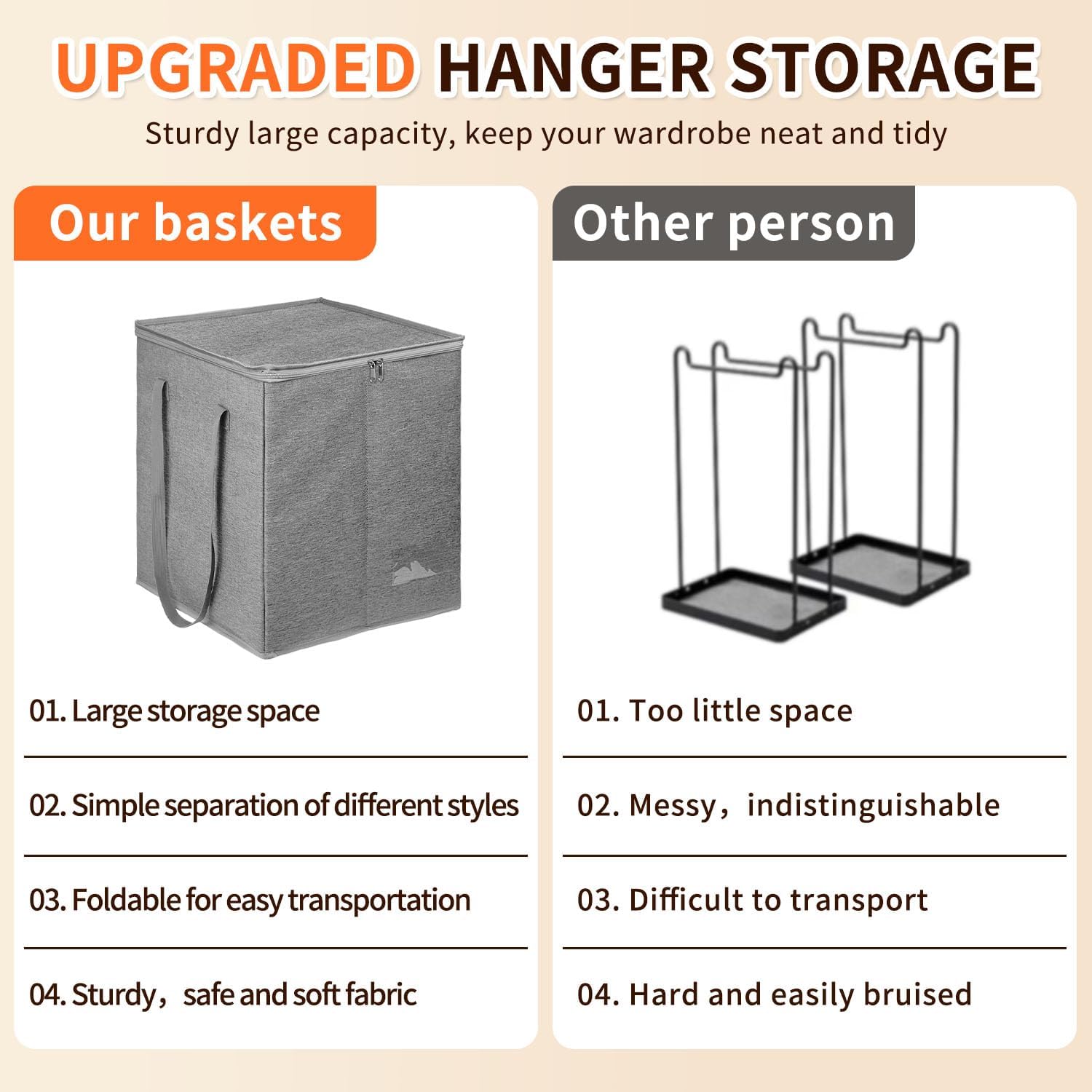 Clothes Hanger Organizer-Hard Shell Hanger Storage with Dust Lid, Large Hanger Storage Organizer with Separator Keep Hangers Tidy, Sturdy Handle and Label Window to Transportation