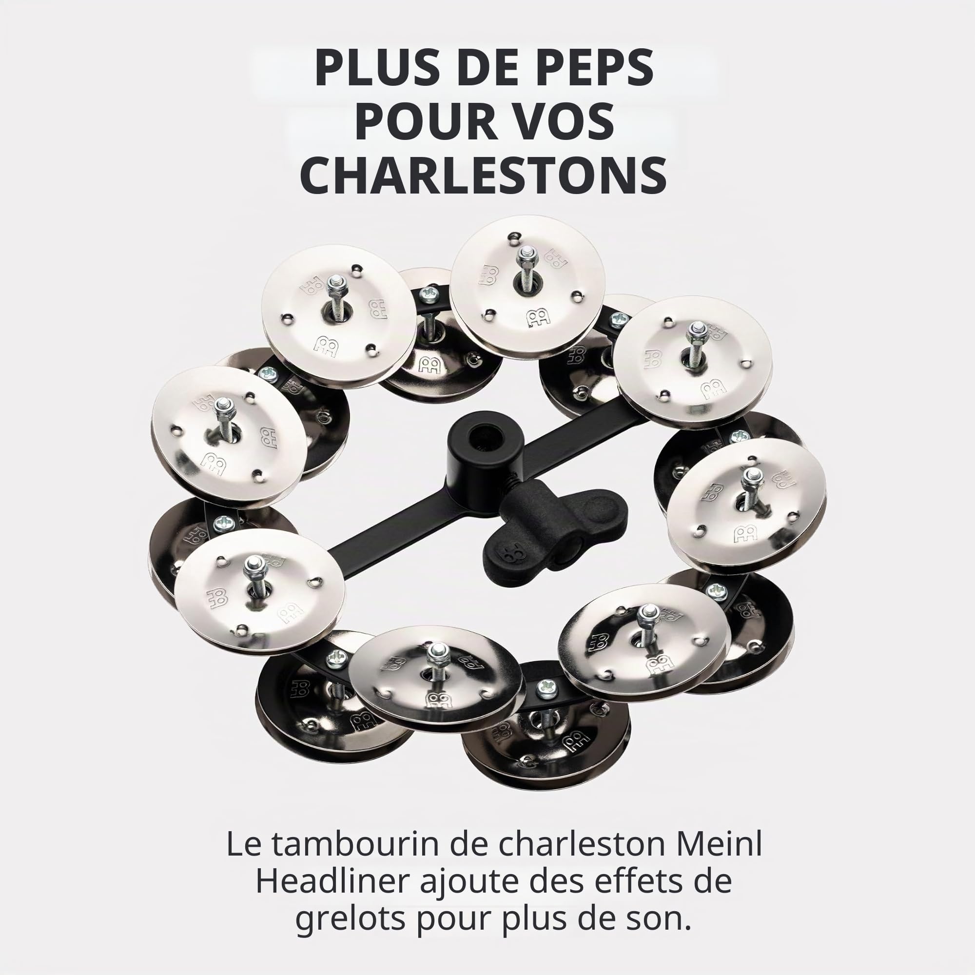 Meinl HTHH2BK Tambourin pour Hi Hat Double rangée Noir