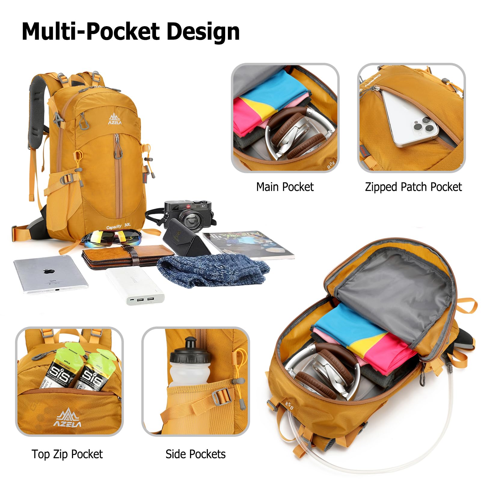 Zaino da Trekking 30L Zaino Nylon Impermeabile Durevole Zaini Backpack per Donna Uomo Campeggio Arrampicata Passeggiate Viaggio Sport Viola