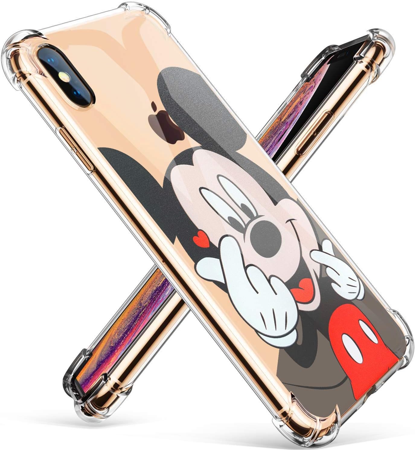 Logee TPU Mickey Mouse Cute Cartoon Clear Case for iPhone X/iPhone Xs 5.8”,Fun Kawaii Animal Soft Protective Shockproof Cover,Ultra-Thin Funny Character Cases for Kids Teens Girls Boys (iPhoneXs)