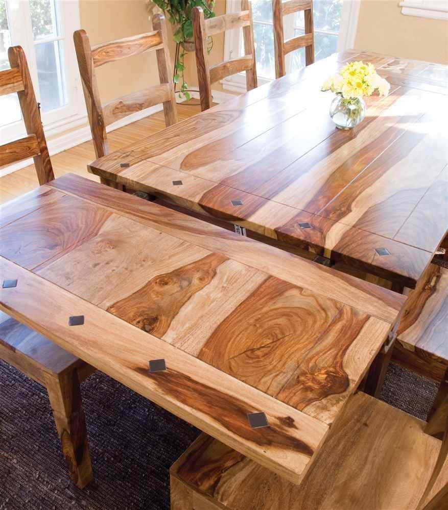 Sierra Wood Extension Dining Table w Diamond Pattern Inlay (51001213)