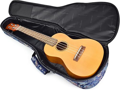 Miniatura 5 de CLOUDMUSIC Funda para ukelele - Mochila acolchada para soprano de 21 pulgadas (soprano, bordado de flores de pavo real azul)