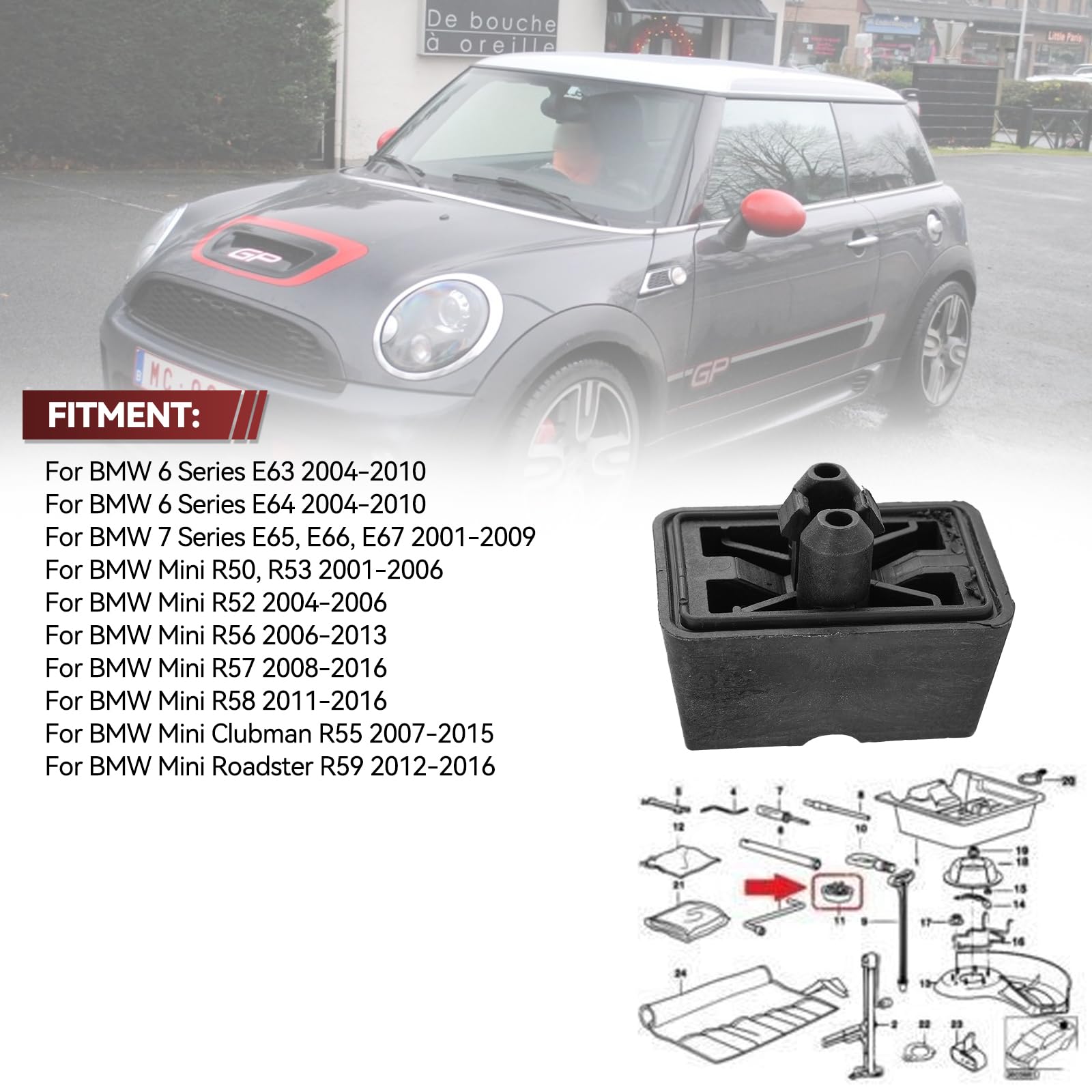 51717039760 Support de prise de cric sous voiture pour BMW Mini R50 R55 R56 R57 R58 R59 R52 R53