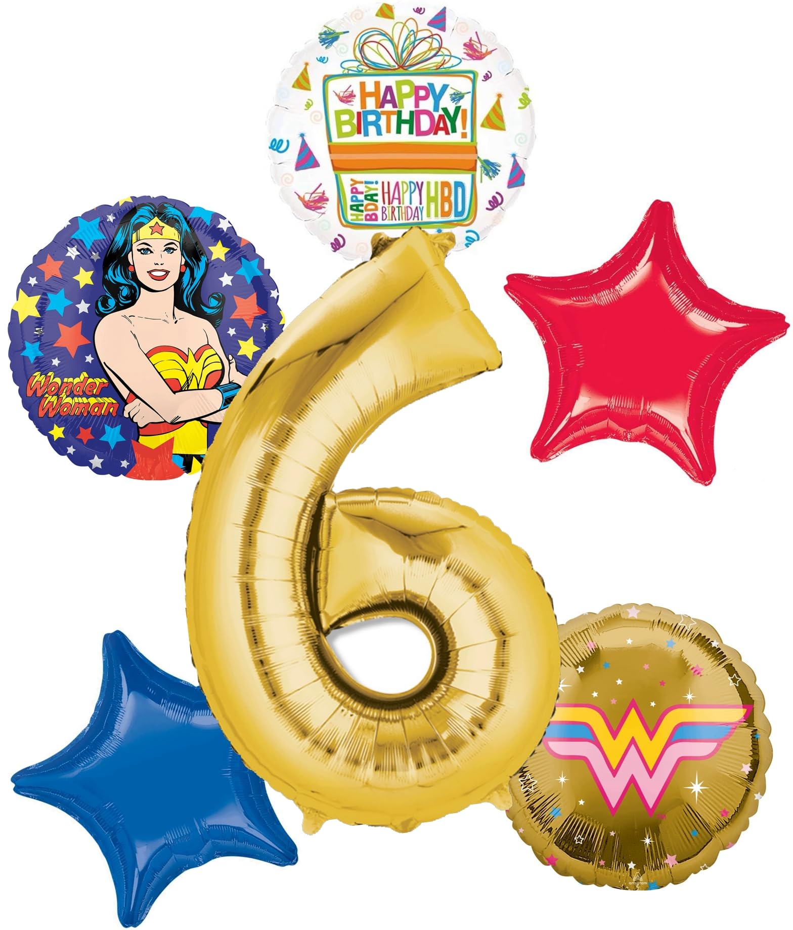 Wonder Woman 6th Birthday Party Supplies Superhero Balloon Bouquet Decorations