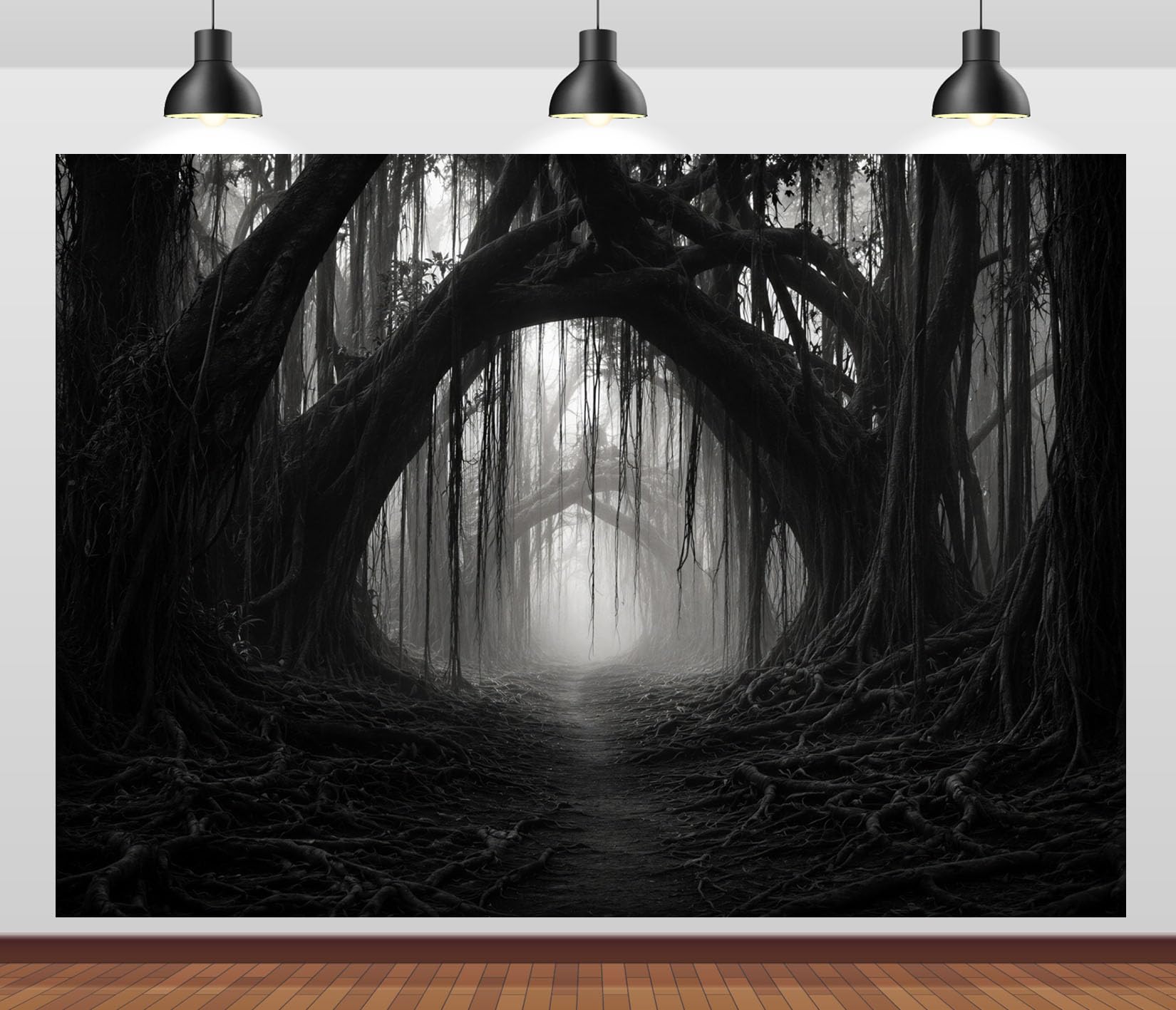 10x8FT (3x2.5m) Tunnel Foresta Bianco E Nero Sfondo Fotografico