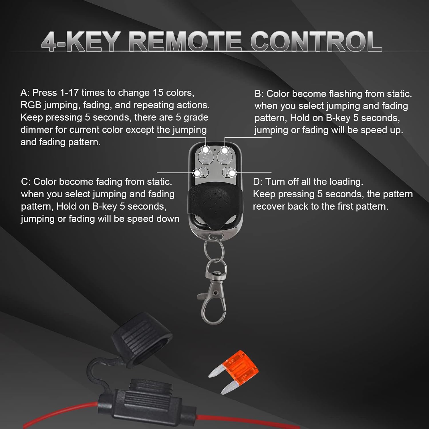 Dc12v 12a App Control LED Music RGB Controler + Wireless RF Remote iOS/Android App for Motorcycle Auto