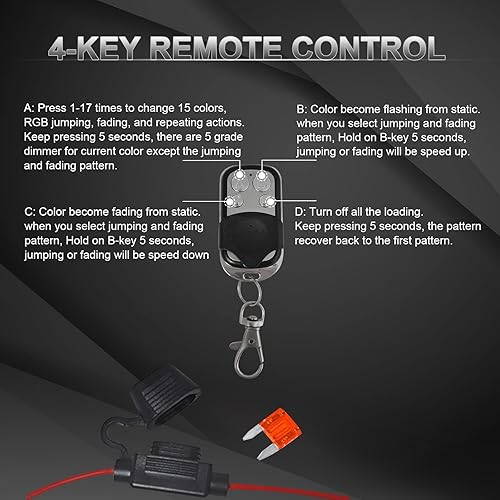 Miniatura 4 de Control de aplicación Dc12v 12a Control LED Music RGB + control remoto inalámbrico RF iOS/Android App para motocicleta auto