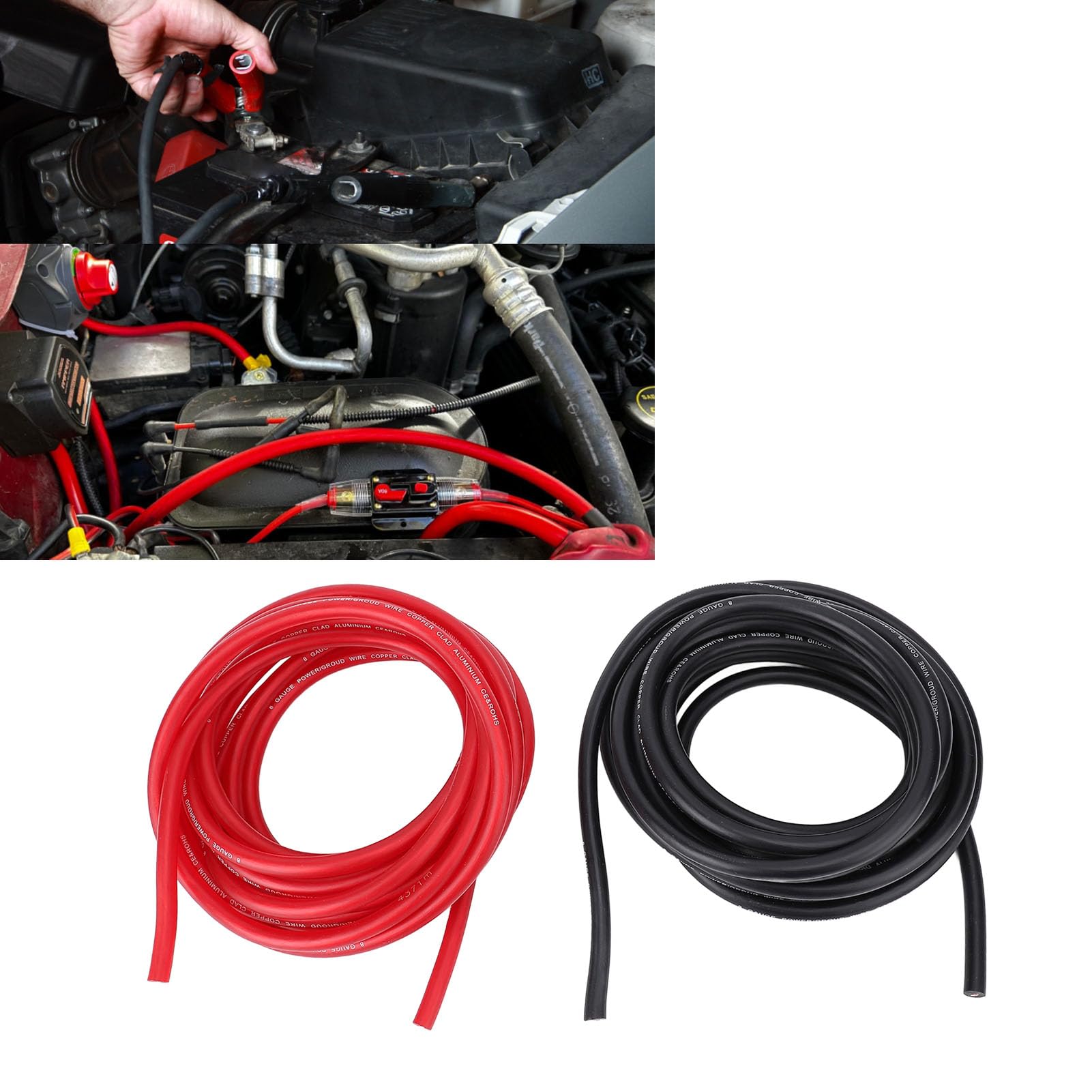 KUIDAMOS 8 Gauge Premium Auto-Audio-Kabel-Set, Leistungsstarkes Fahrzeug-Soundkabel, Schrumpfschlauch, 20 Fuß, 8 AWG, für Autos, Wohnmobile, Anhänger
