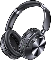 TAGRY H08 ANC Over-Ear Headphones: 100H Battery, Fast Charging, Hi-Res Audio, Noise Cancelling for Travel & Office - Black