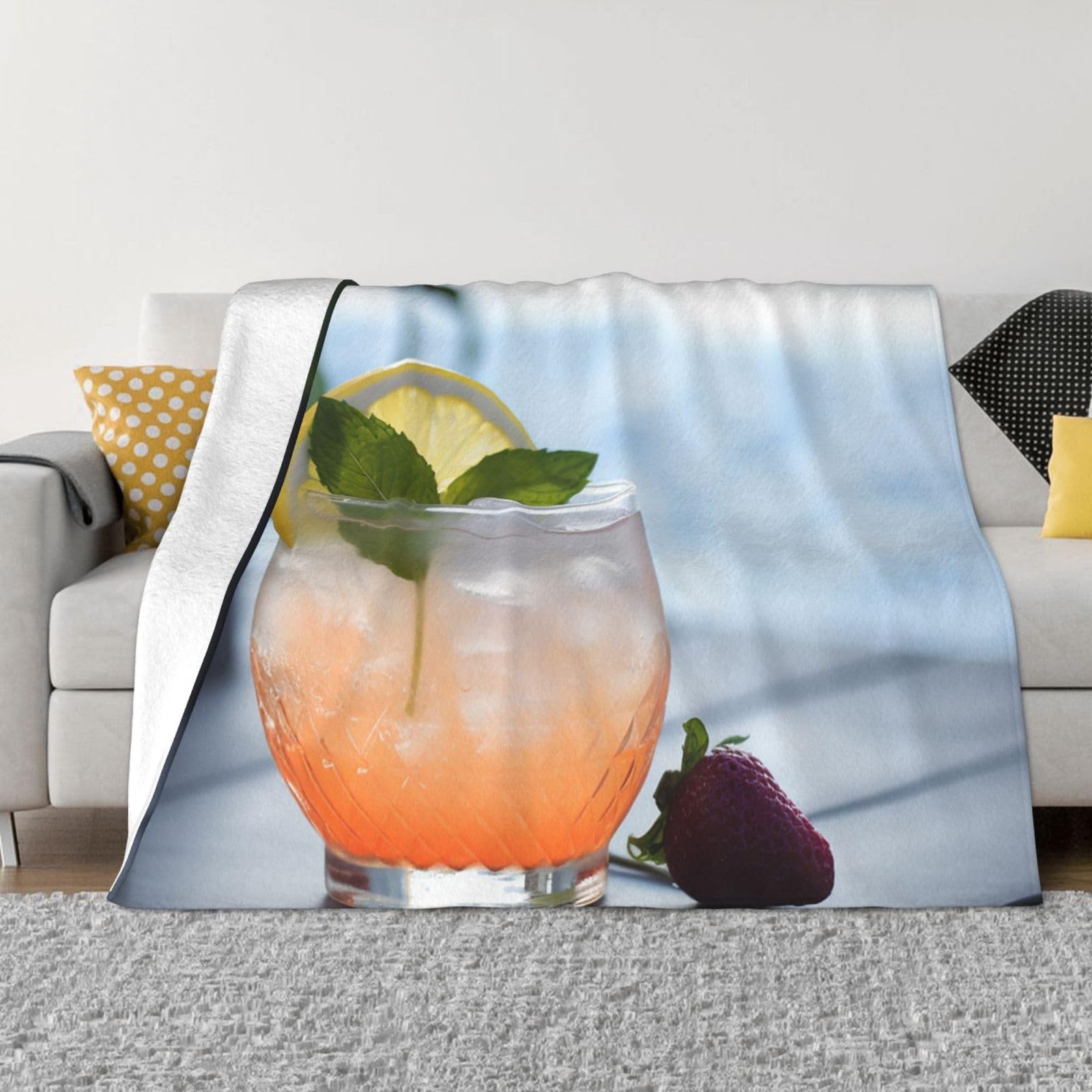 Couverture cocktail d'été en micro polaire douce pour lit et canapé
