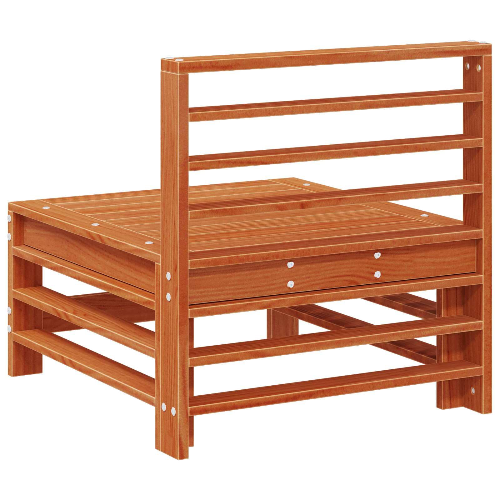 Sofá central para jardín, madera de pino maciza, suelo de cera, elemento para terraza, balcón, exterior, ampliable, resistente a la intemperie
