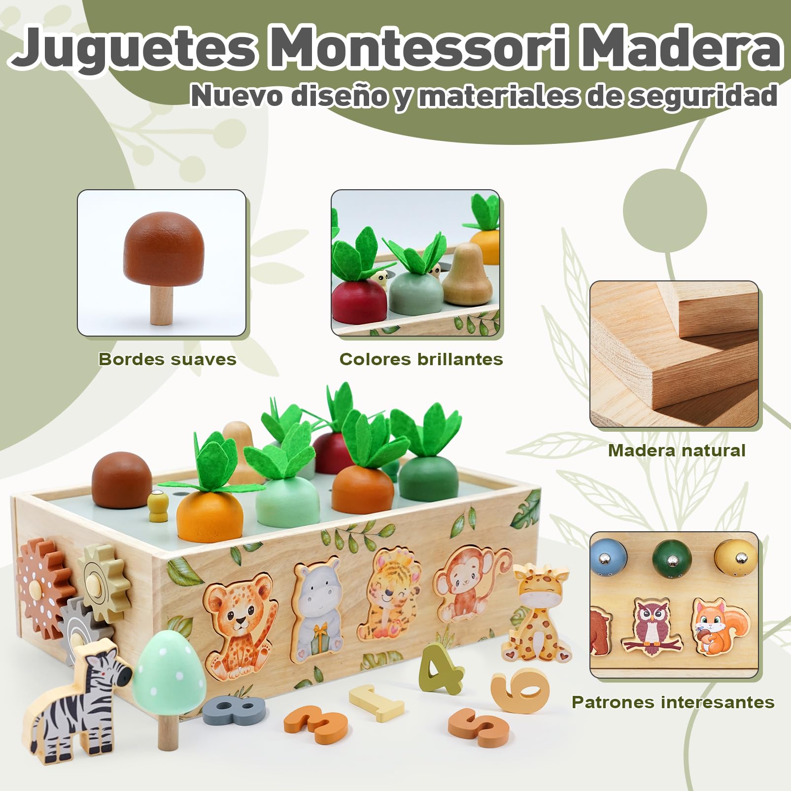 Juguetes Montessori 1 años, Juguete Bebe 1 año Safari Juegos Educativos Niños 1 2 3 Años, 9 EN 1 Juguetes Niños 1 2 3 Años Montessori Madera, Regalos niños 1 2 3 4 Años