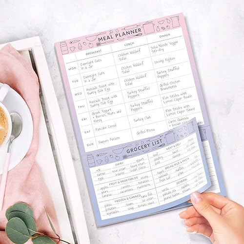 Miniatura 4 de Sweetzer & Orange Meal Planner Notepad and Grocery List | 7x10 inch Pad for Organized Weekly & Daily Planning | Tear-Off Grocery Magnetic Notepad